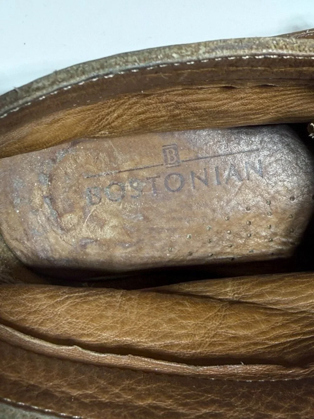 Vintage Bostonian Fantastic Double Leather Moccasins Leather Sole Mens Size 10 M